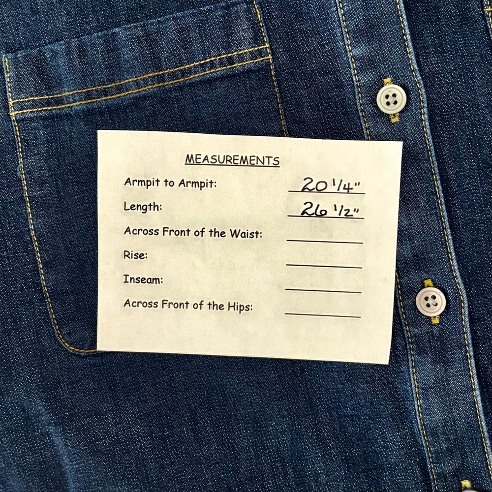 Women's UNTUCKIT Jenna Buttondown Denim Shirt Top Pockets Dark Wash Preppy 8 - Picture 13 of 13